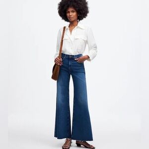 Madewell Flared Wide-Leg Crop Jeans in Pelion Wash NWT